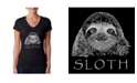 LA Pop Art Women's Word Art V-Neck T-Shirt - Sloth